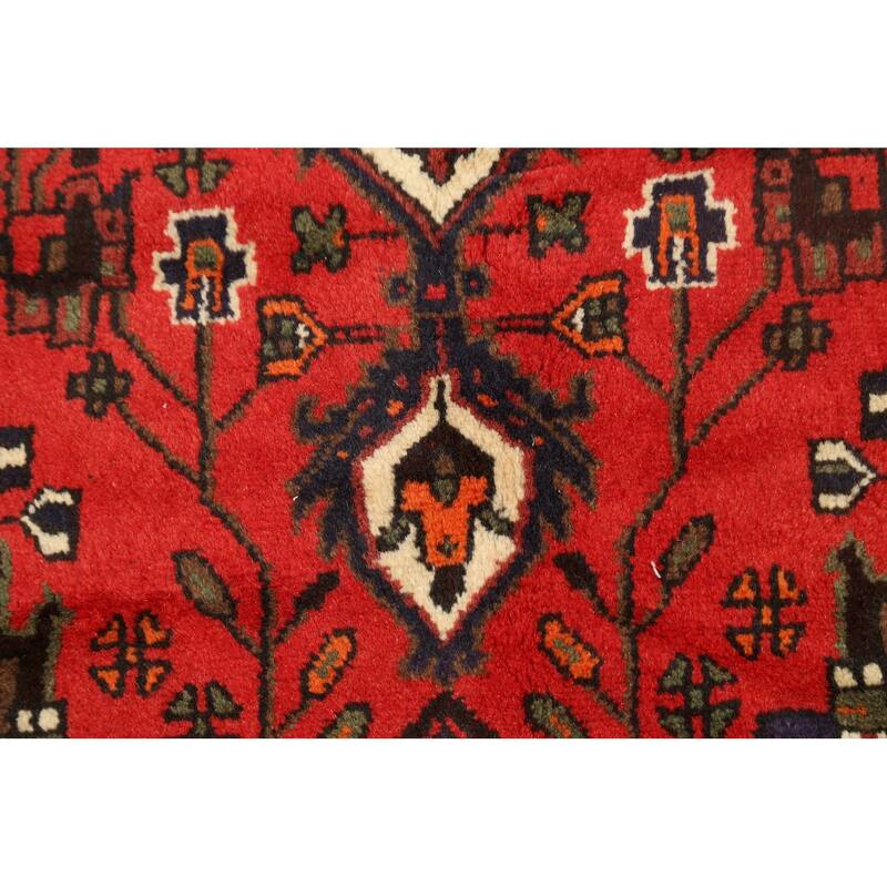 Traditional Geometric Hamedan Persian Area Rug Wool Hand-knotted - 3'1" x 5'1"