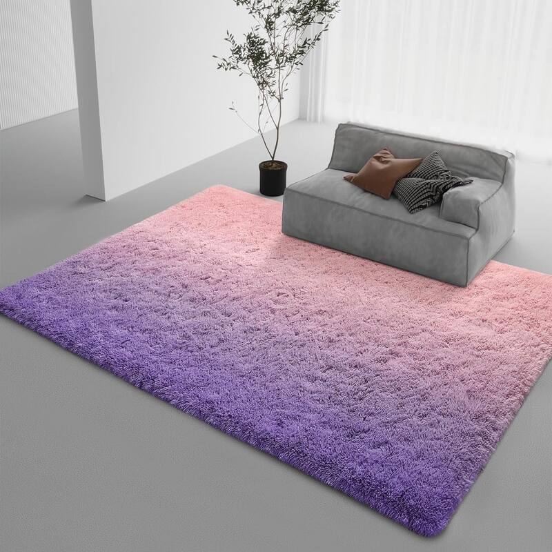 Shaggy Home Decor Carpet Luxury Gradient Rug for Living Room Bedroom
