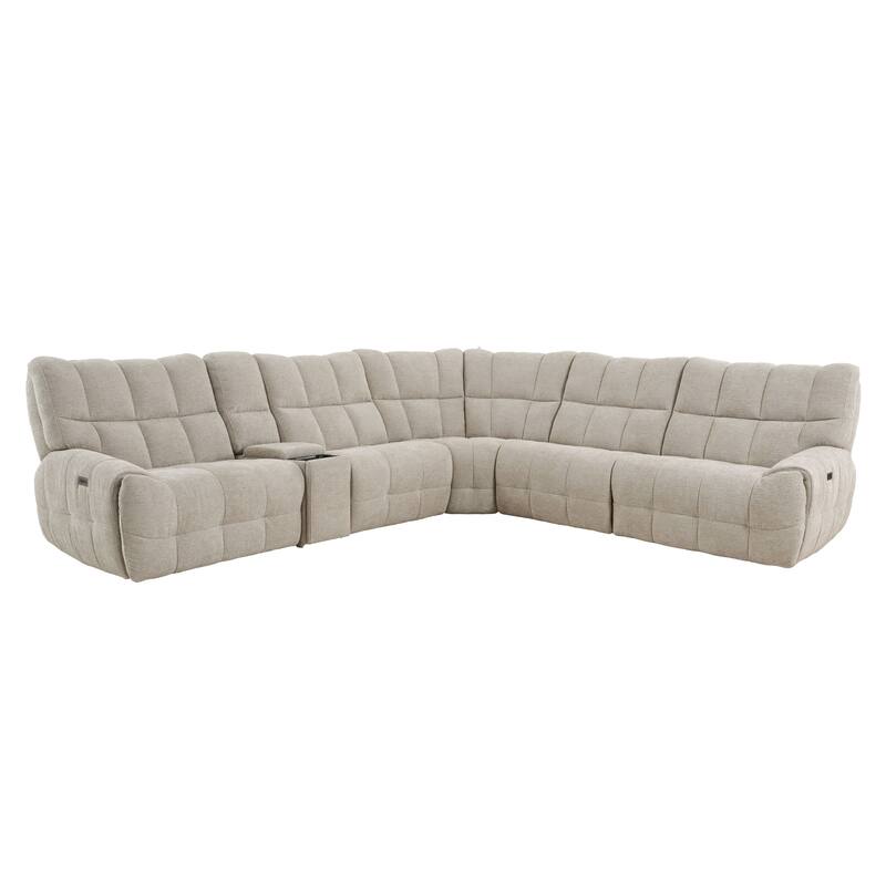 Furniture of America Aurei Modern Reclining Sectional with Console and USB Ports