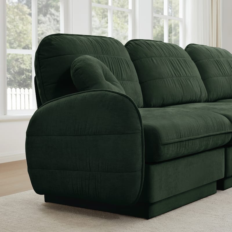 GDFStudio Alden Voss 137" Chenille Cloud 4-Seater Sofa with Quilted Back Cushions, Deep Seat