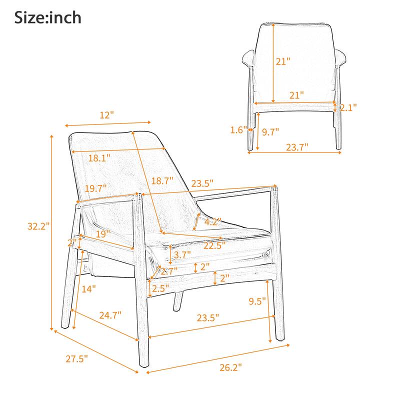 Sherpa Fabric Accent Chair with Solid Wood Frame, Upholstered & Comfortable for Living Room - 26.25" D x 27.5" W x 32.25" H