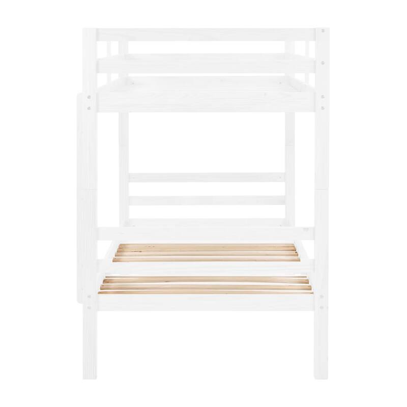 Twin Bunk Bed,Wooden,High Guardrail,Ladder,Kids Teens,Dorm Guest