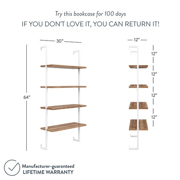 Nathan James Theo 4-Shelf Bookcase Floating Wall Mount Natural