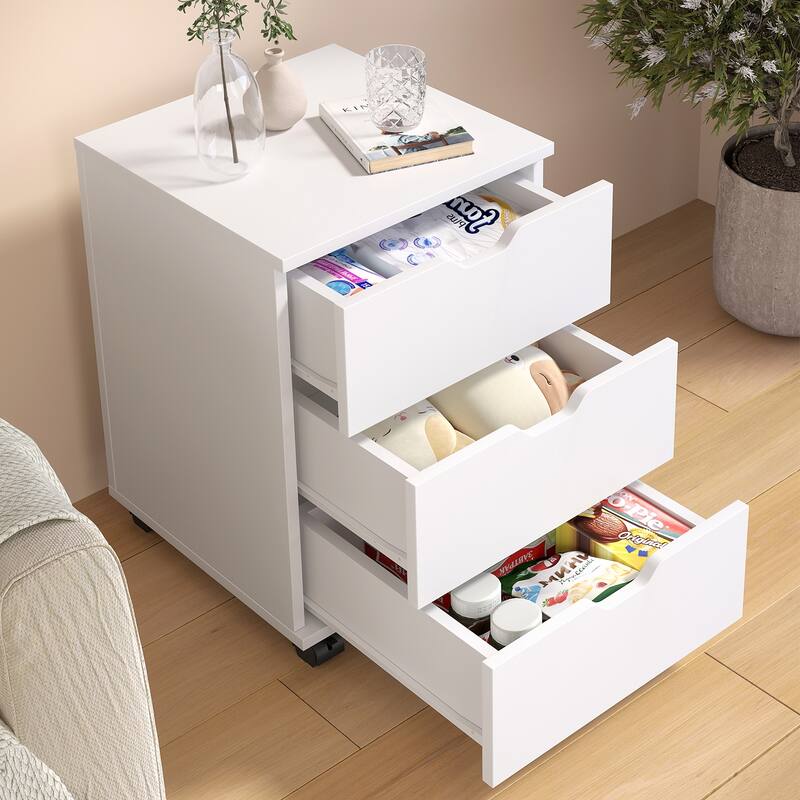 3-Drawer Vertical Filing Cabinet Rolling Wood Mobile File Cabinets Under Desk for Home Office with Casters (Non-Assembled)