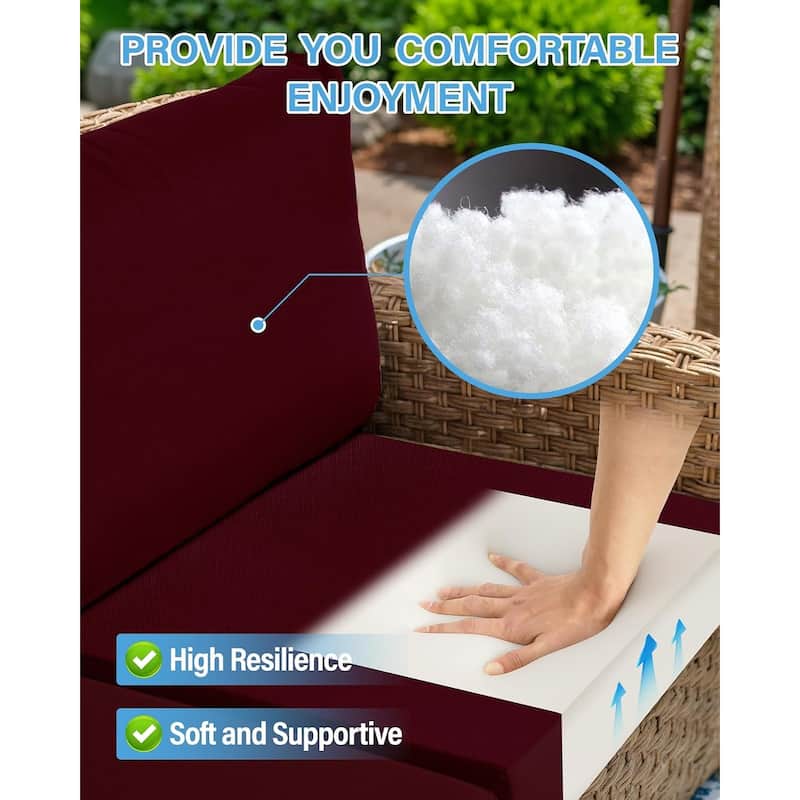 WINSOON 14 Piece Outdoor Furniture Replacement Cushions,Patio Seat Cushions