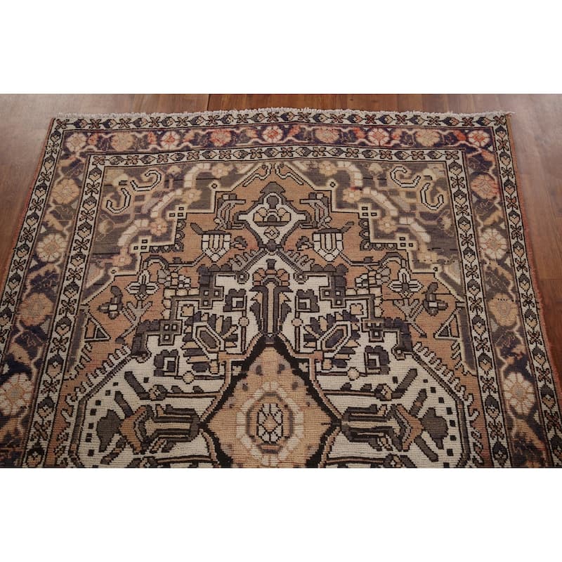 Geometric Bakhtiari Persian Vintage Rug Handmade Wool Carpet - 4'7" x 6'6"