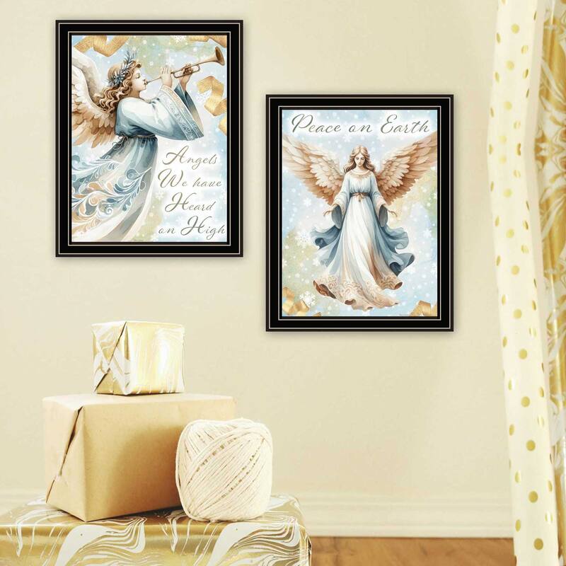 2-Piece Framed Wall Art Set - Angels We Have Heard on High, Black Frame