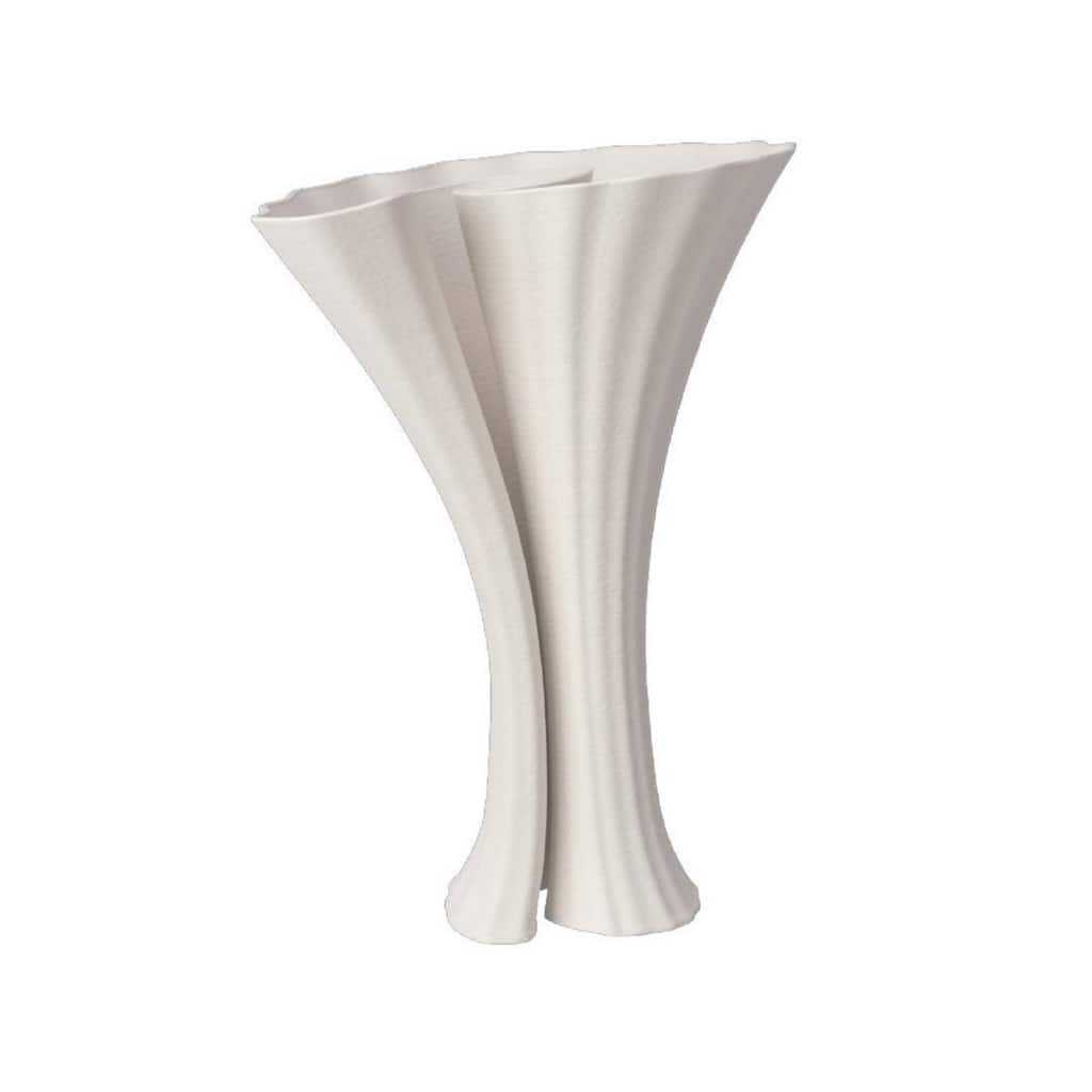 3D Printed Curved Ceramic Vase - 10.25" - White