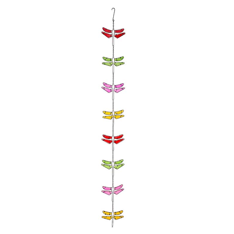 72 in. Stained Glass and Metal Dragonfly Rain Chain
