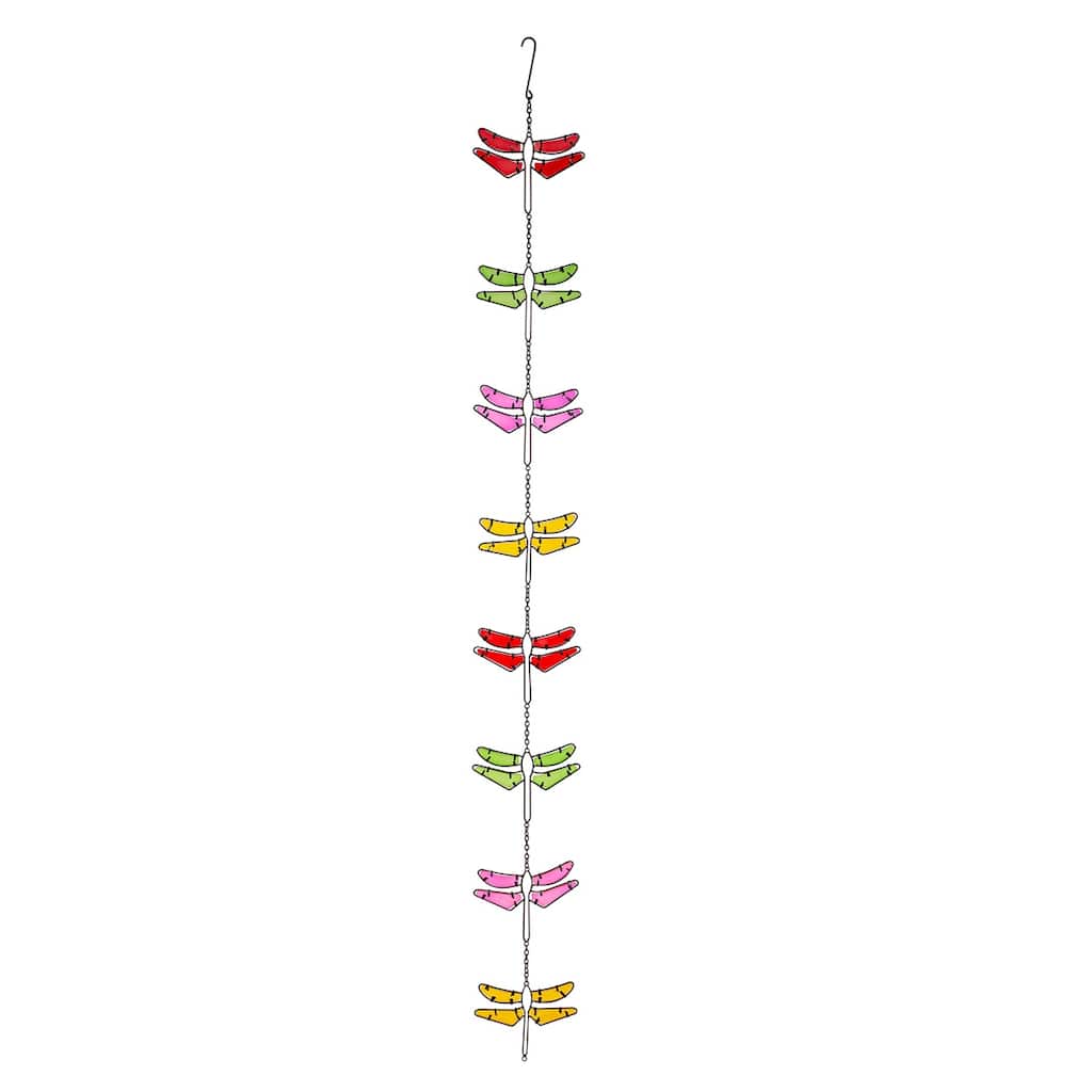 72 in. Stained Glass and Metal Dragonfly Rain Chain