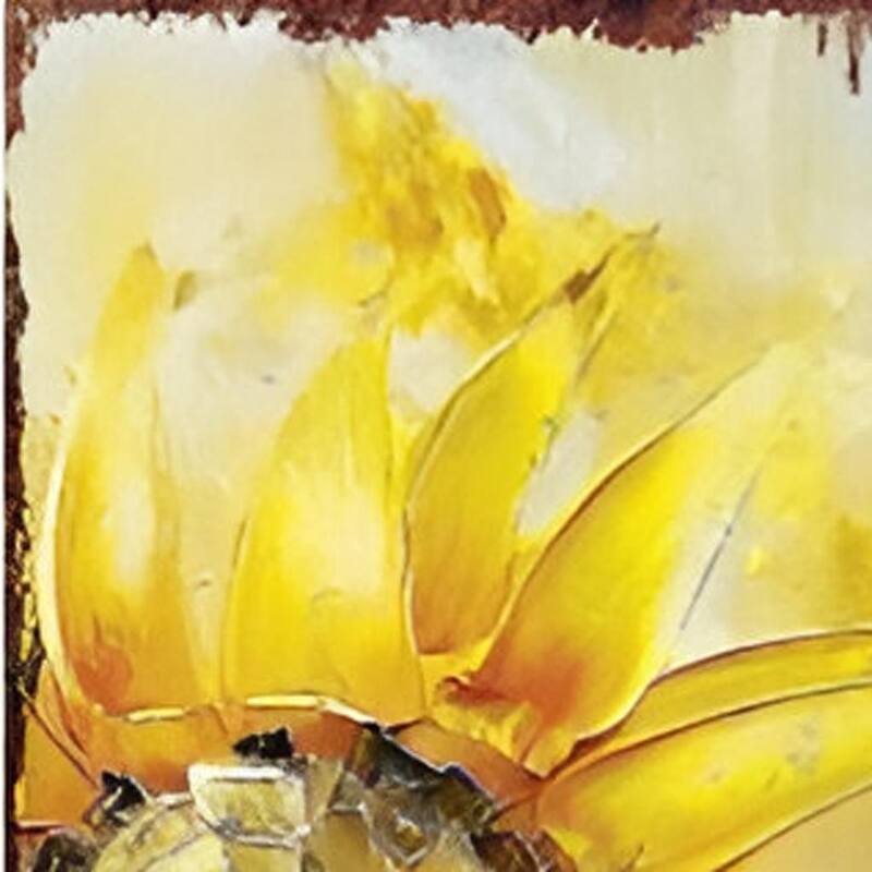 HomeRoots 36" Brown Green And Yellow Solid Wood Sunflowers Porch Sign