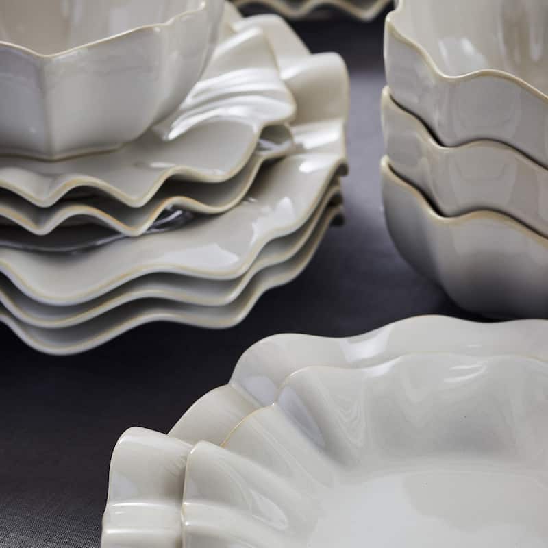 Marchesa Lotus 4-Piece Stoneware Dinner Plate Set, White
