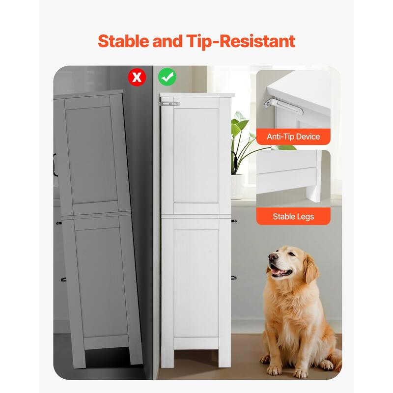 Bathroom Floor Cabinet with Doors, Drawers and Adjustable Shelf - 11.8 x 23.6 x 43.3 in