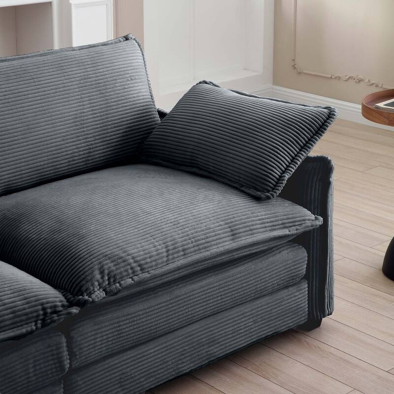 Corduroy Modular Flexible Combinations Sofa Set with Ottoman