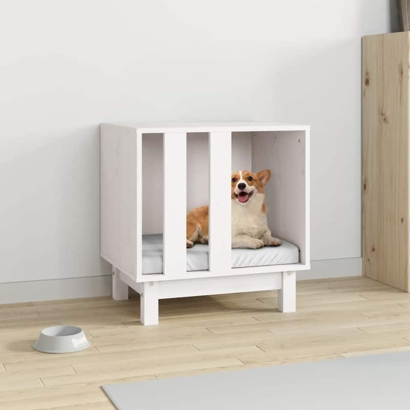 vidaXL Dog House White Solid pine wood 19.7 x 15.7 x 20.5 in Durable