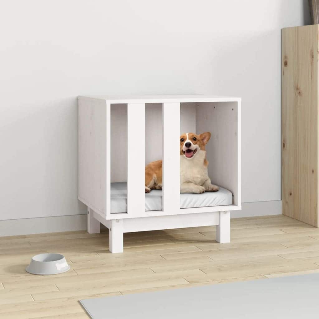 vidaXL Dog House White Solid pine wood 19.7 x 15.7 x 20.5 in Durable