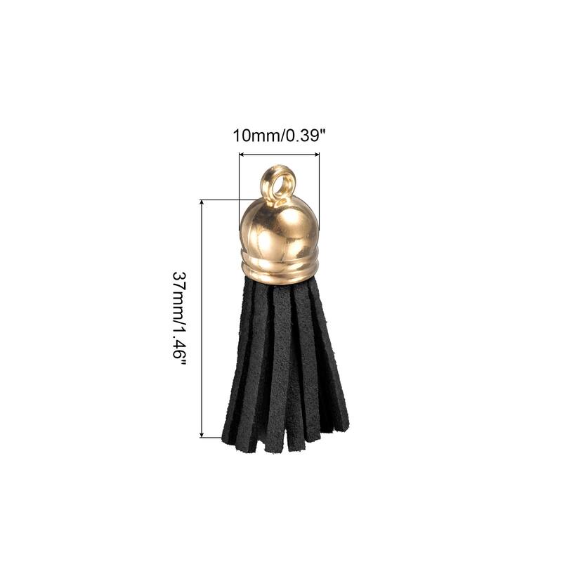 1.46" Leather Tassel Keychain for Bracelet DIY Craft Accessory 50Pcs - Black