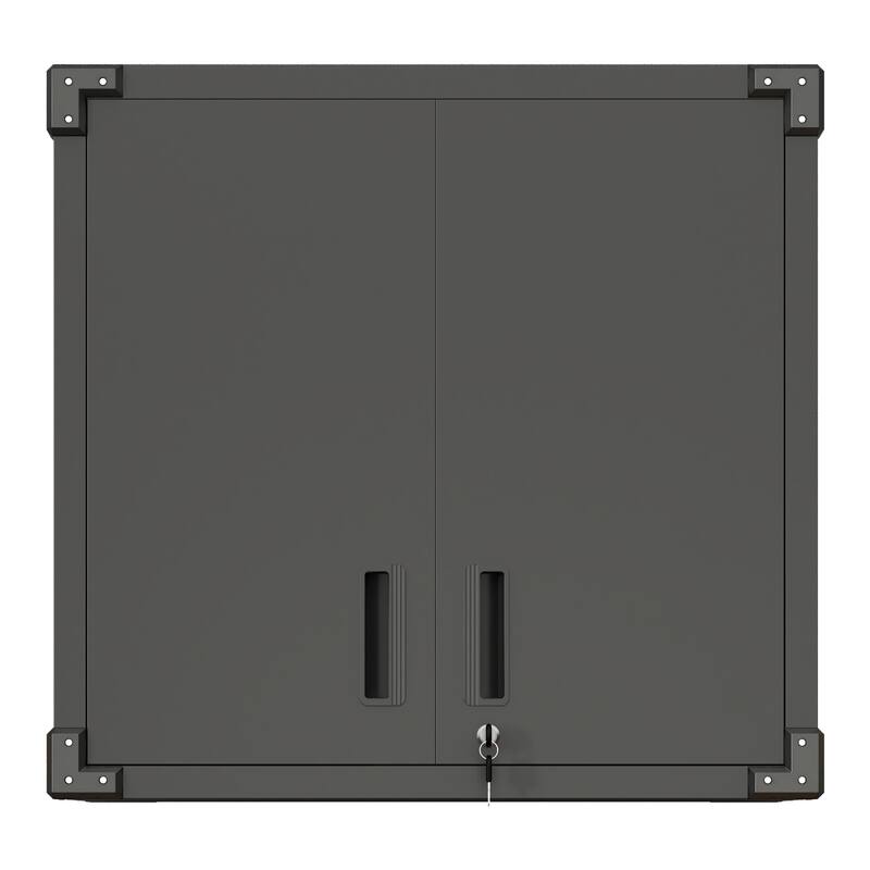 Dark Grey Alloy Steel Wall Cabinet Storage with Locking Door and Adjustable Shelf for Garage - 31.50”L x 11.81”W x 30.31”H