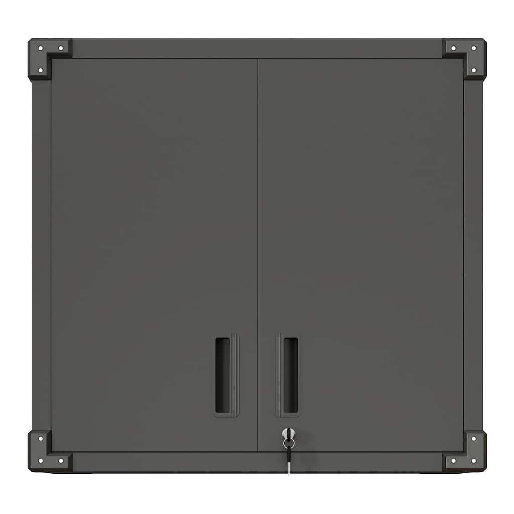 Dark Grey Alloy Steel Wall Cabinet Storage with Locking Door and Adjustable Shelf for Garage - 31.50”L x 11.81”W x 30.31”H