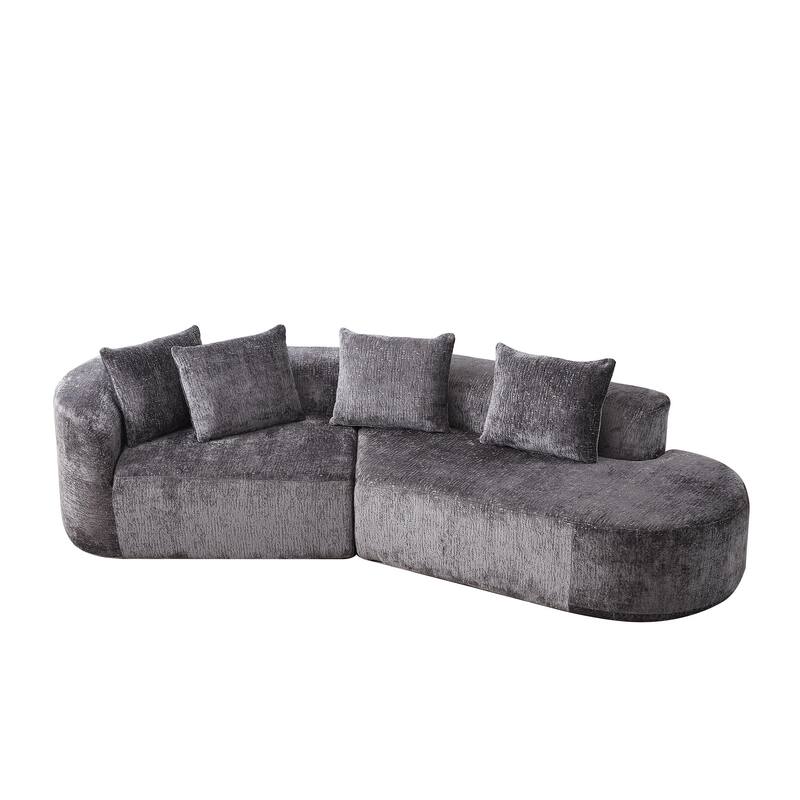 Curved Loveseat Sofa Chenille 4-Seat Cloud Couch with 4 Pillows