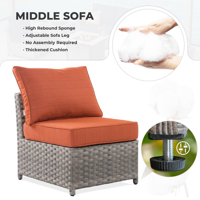 HOOOWOOO 10-piece Outdoor Furniture Rattan Sectional Set with Fire Pit Table.
