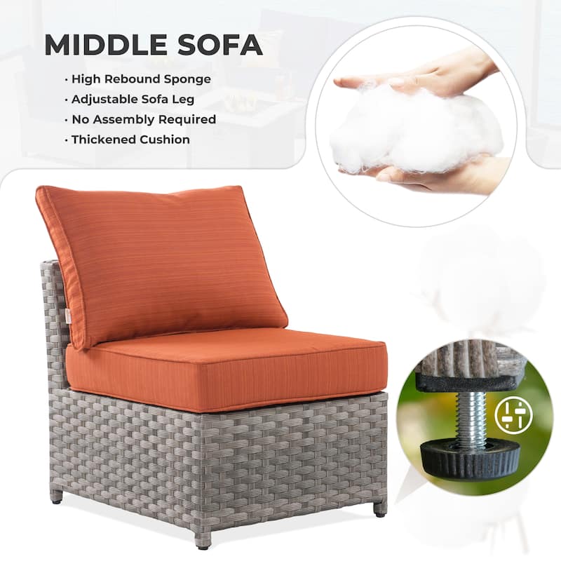 HOOOWOOO 9-piece Handwoven Wicker Patio Sectional Set with Swivel Rocking Chair