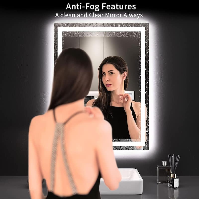 24x32 Inch Frameless LED Bathroom Mirror,Smart Mirror - White