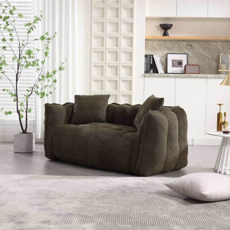 66-Inch Chenille Upholstered Loveseat with Pillows