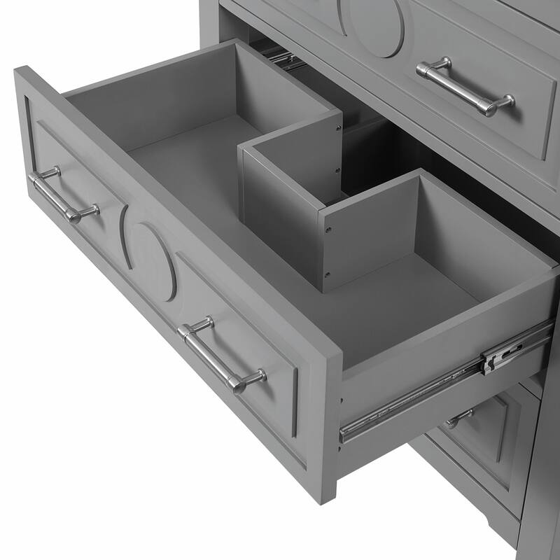 30'' Free Standing Bathroom Vanity Set with Ceramic Sink, 3 Drawers & Solid Wood Frame