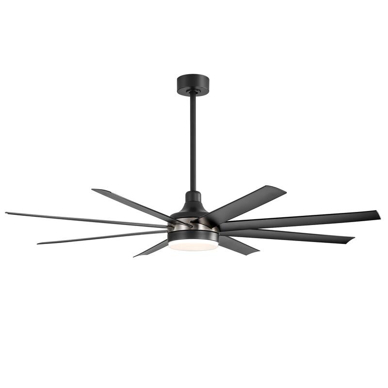 65 Inch Black Large Ceiling Fan with Light Remote(8-Blade)
