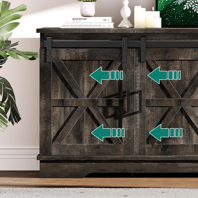 Evelynn TV Stand Sliding Barn Door Farmhouse Wood Entertainment Center for TVs Up to 65" White