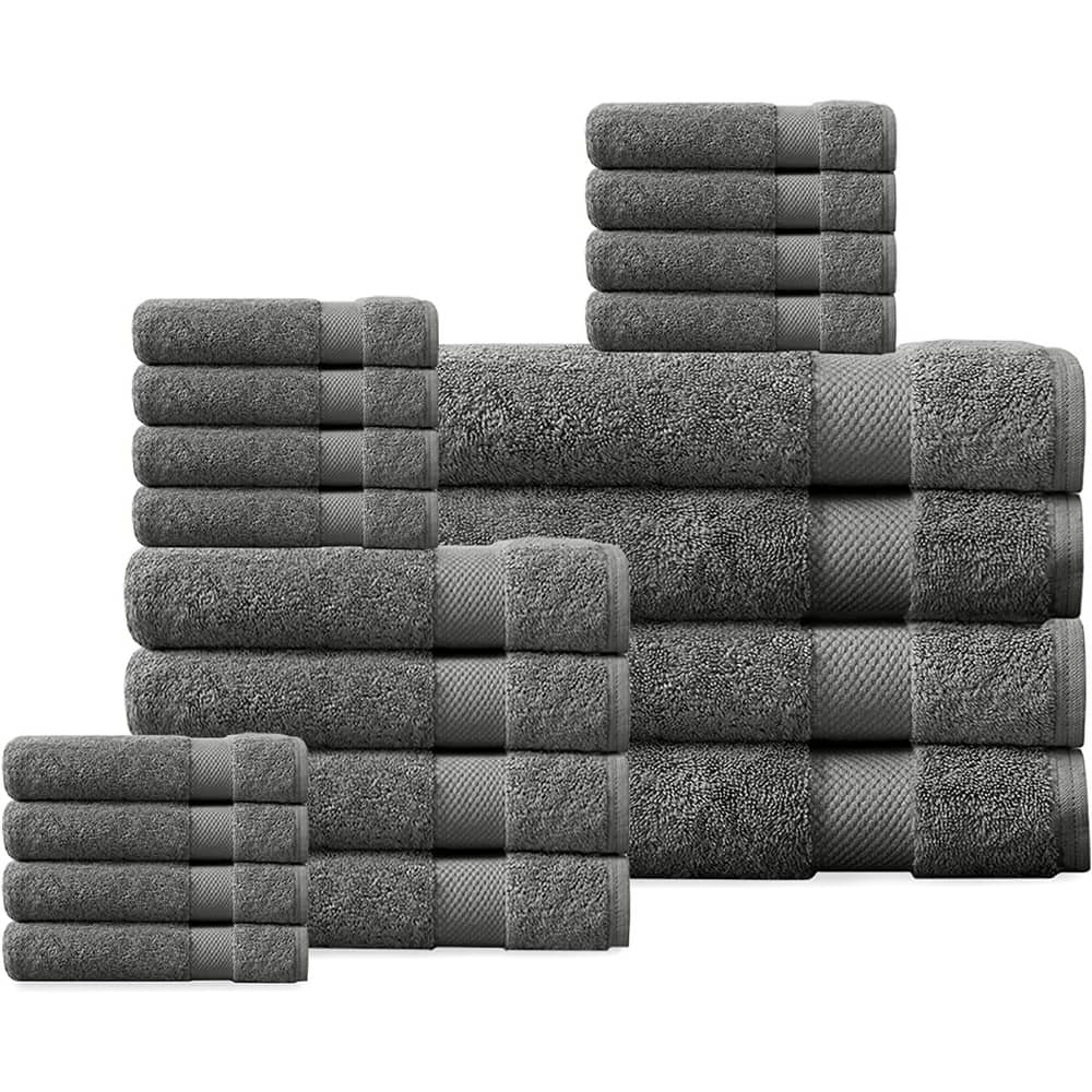 Delara Organic Cotton Luxuriously Plush Bath Towel 20 Piece Set |GOTS & OEKO-TEX Certified |650 GSM Long Staple|Soft & Quick Dry