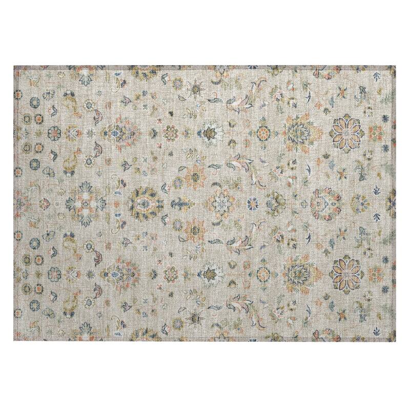 Machine Washable Indoor/ Outdoor Traditional Basalt Chantille Rug