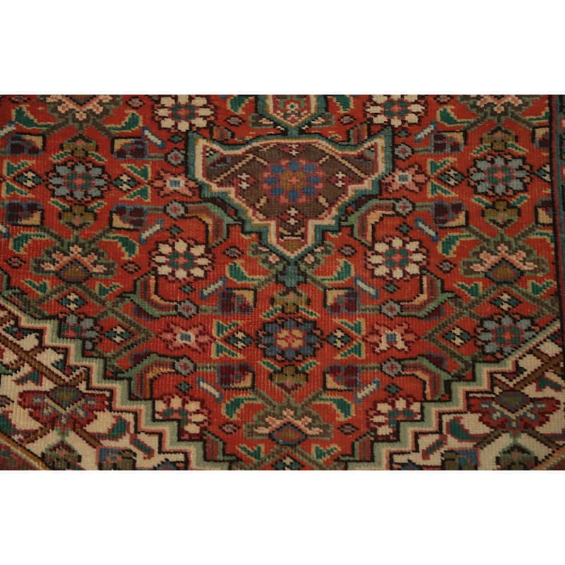 Hand Knotted Oriental 100% Wool Carpet Traditional Medallion Oranges & Rust Tabriz Area Rug - 5' 9'' X 2' 10''