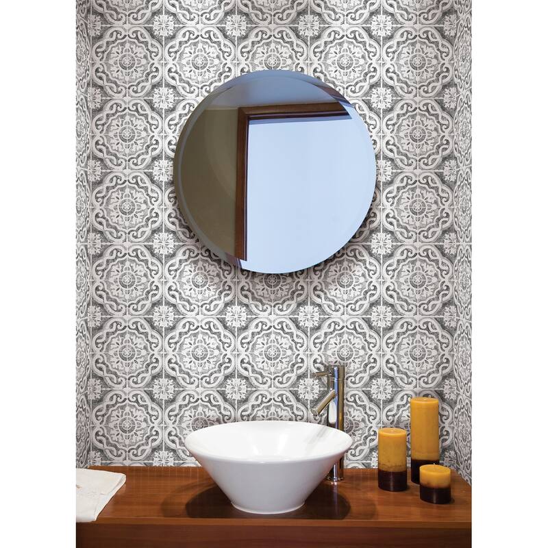 WallPops Ada Grey Embossed Peel and Stick Backsplash Tiles