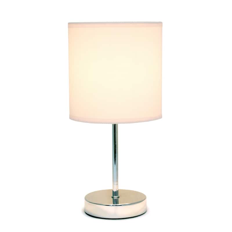 Traditional Petite Table Lamp with Drum Shade - 11.75" - Silver and Blush Pink