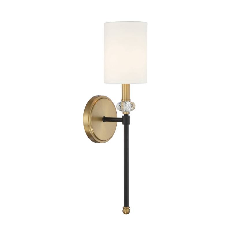 Tivoli 1-Light Wall Sconce in Matte Black with Warm Brass Accents