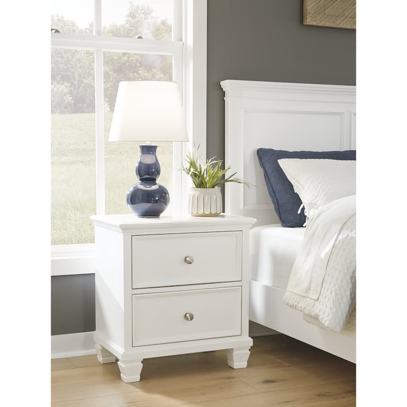 Signature Design by Ashley Fortman Two Drawer Night Stand - White