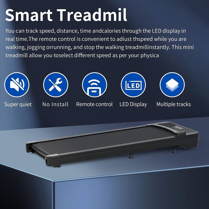 Compact Flat Treadmill with Remote Control - Ideal for Home Fitness and Fat Burning