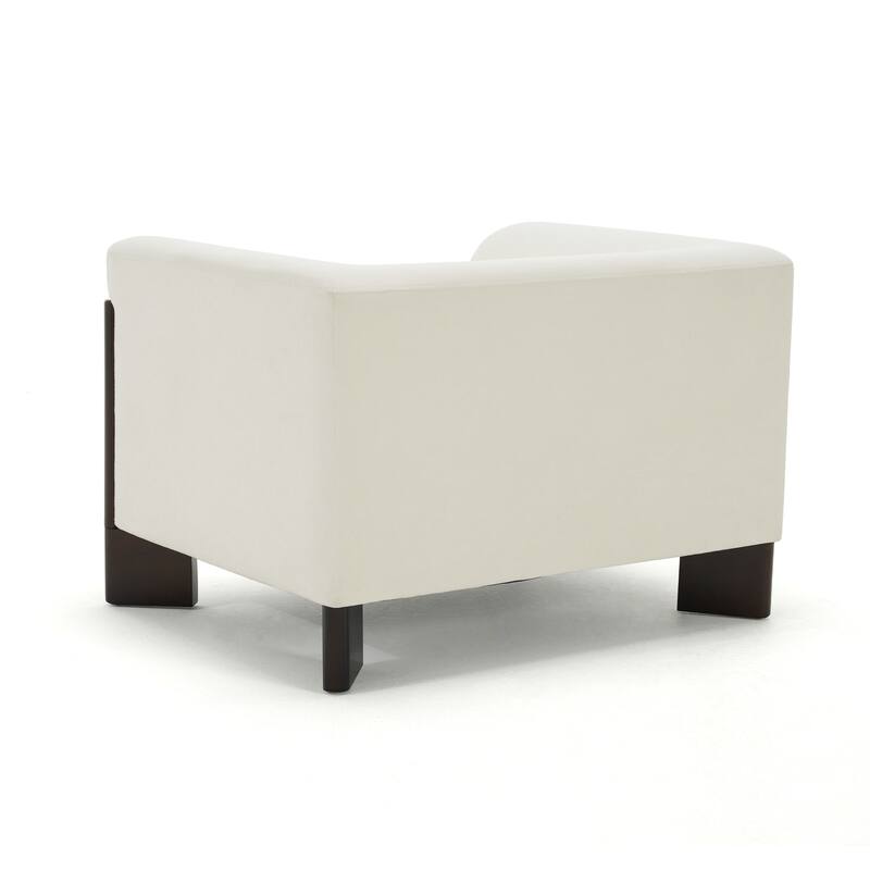 Velvet/ Chenille Nordic Wide Seat Tuxedo Arms Barrel Chair