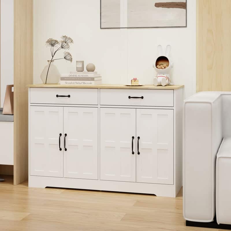 47.95" Farmhouse Style Sideboard Buffet Cabinet,Storage Cabinet with 2 Drawers and 4 Doors