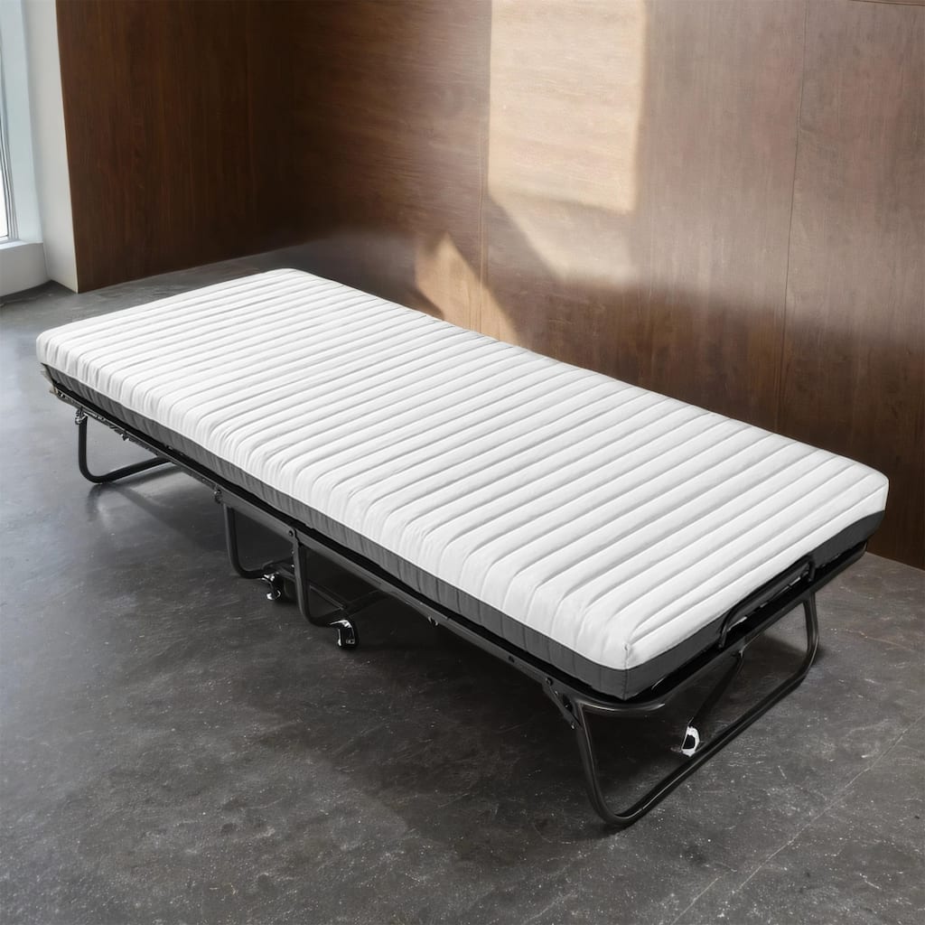 Portable Roll Away Folding Bed with Foam Mattress, Cot Size Bed
