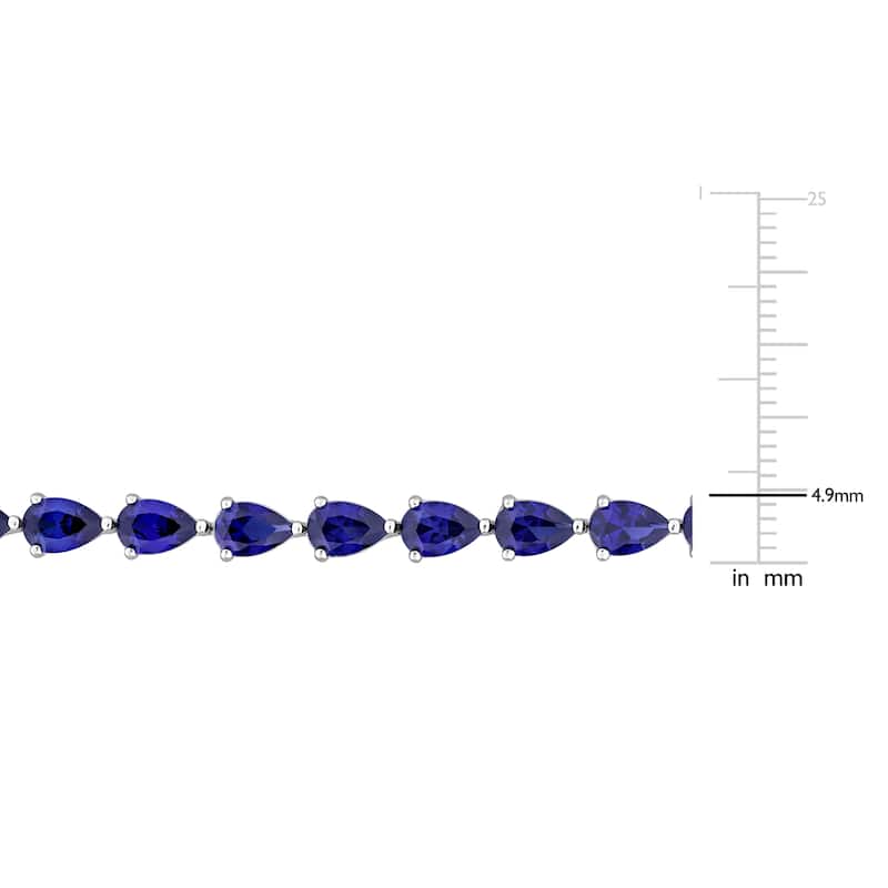Miadora 13.5ct TGW Created Blue Sapphire Bracelet in Sterling Silver