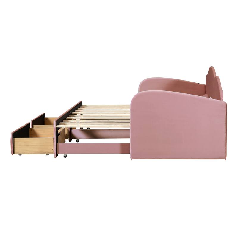 Upholstered daybed with Cloud-Shaped Backrest