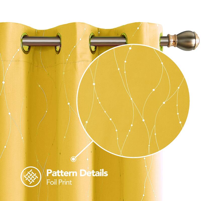 Deconovo Wave Line with Dots 42 Width Curtains Pair(2 Panel)