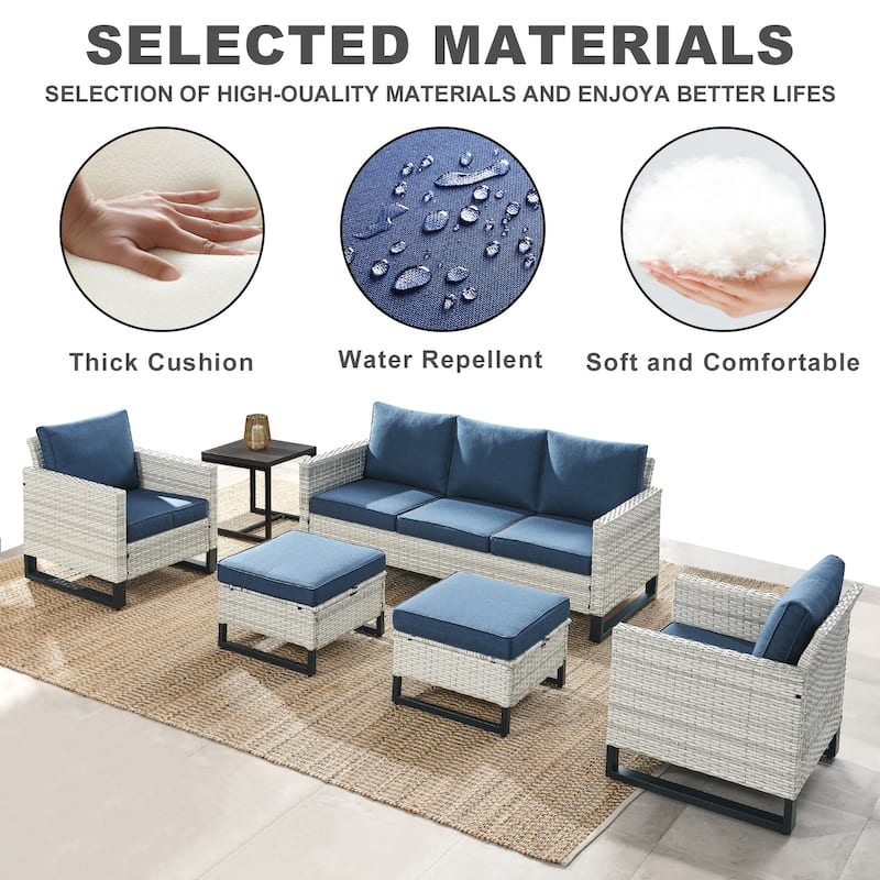 6 Piece 3-Seat Sofa Chair Table Set