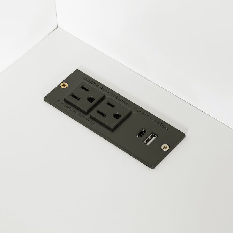 69" Kitchen Pantry Buffet with Hutch, Foldable Workstation & Power Outlet