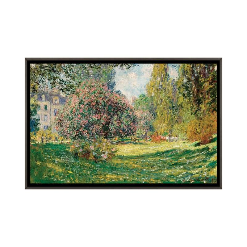 iCanvas "Landscape-The Parc Monceau" by Claude Monet Framed - Charcoal - 18x26
