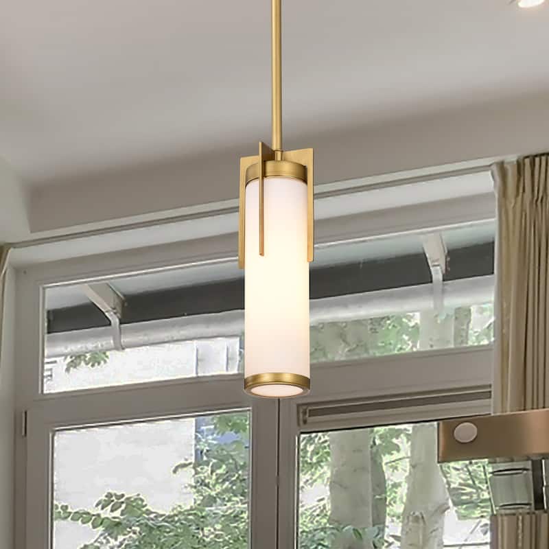 Roselle Mini Pendant Natural Brass with White Glass - Natural Brass