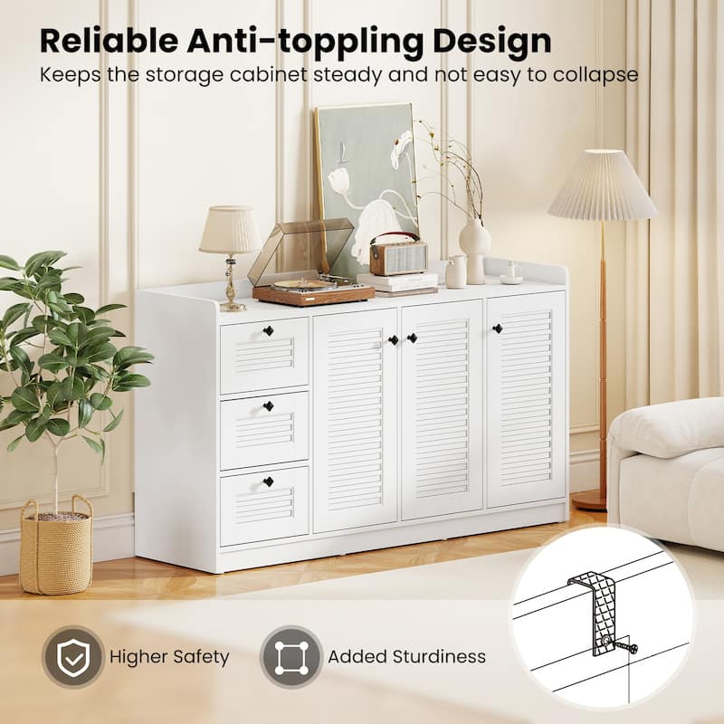 Gymax 63'' Buffet Cabinet w/ Storage 3 Doors & 3 Drawers Anti-Tipping